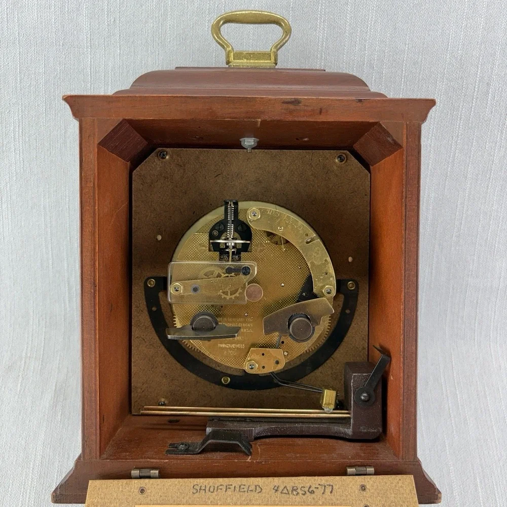 Seth Thomas Exeter Mantel Clock Westminster Chime‎ 8-Day Keywound Wood Case